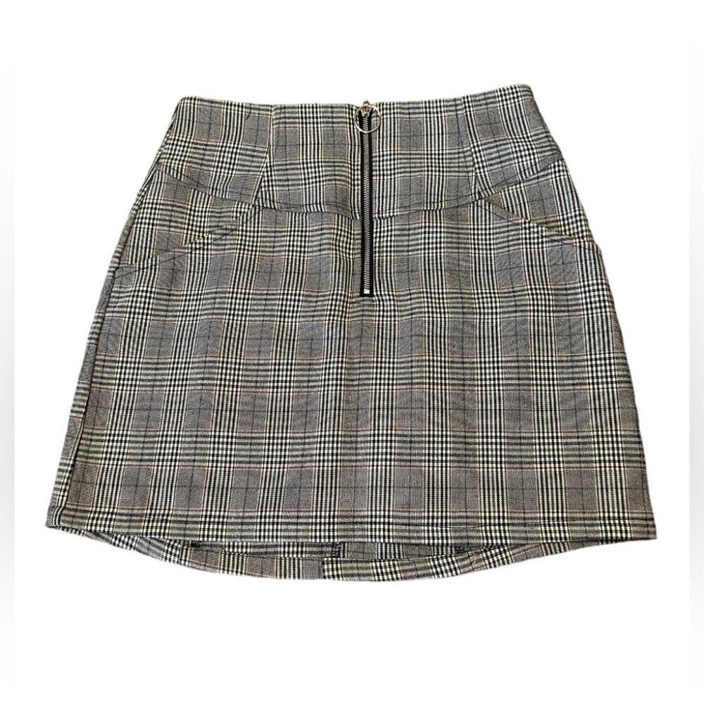 Nordstrom Plaid Check Mini Skirt with Zipper Detail Gray